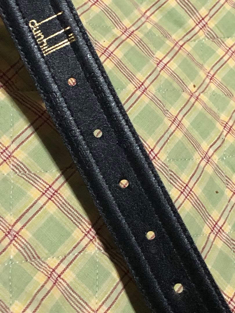 美品 dunhill ダンヒル ベルト 黒 ブラック 金 ゴールド イタリア製