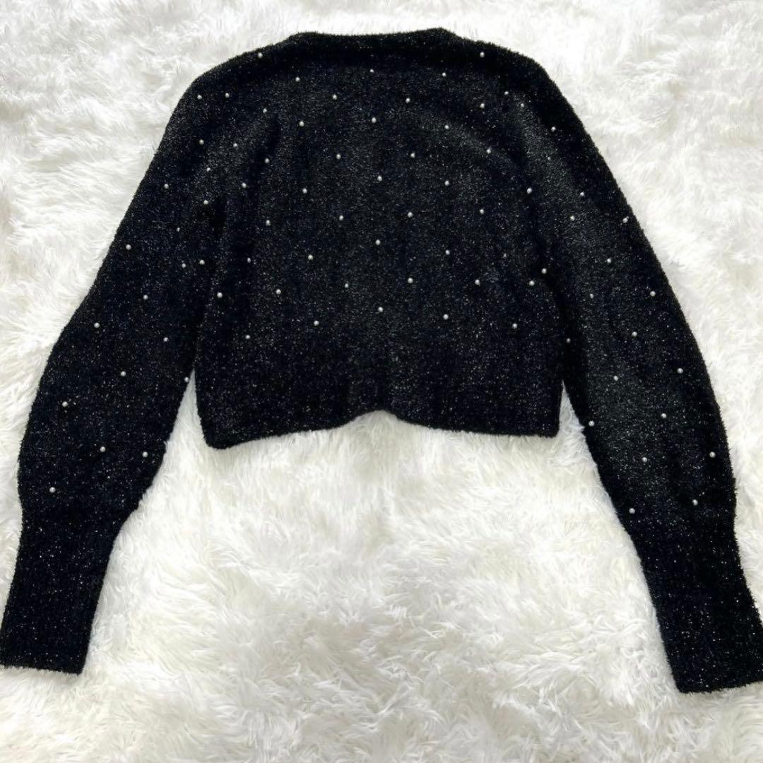 最終値下げ✨美品✨ルルウィルビー パールスタッズカーディガン　サイズ2 ブラック