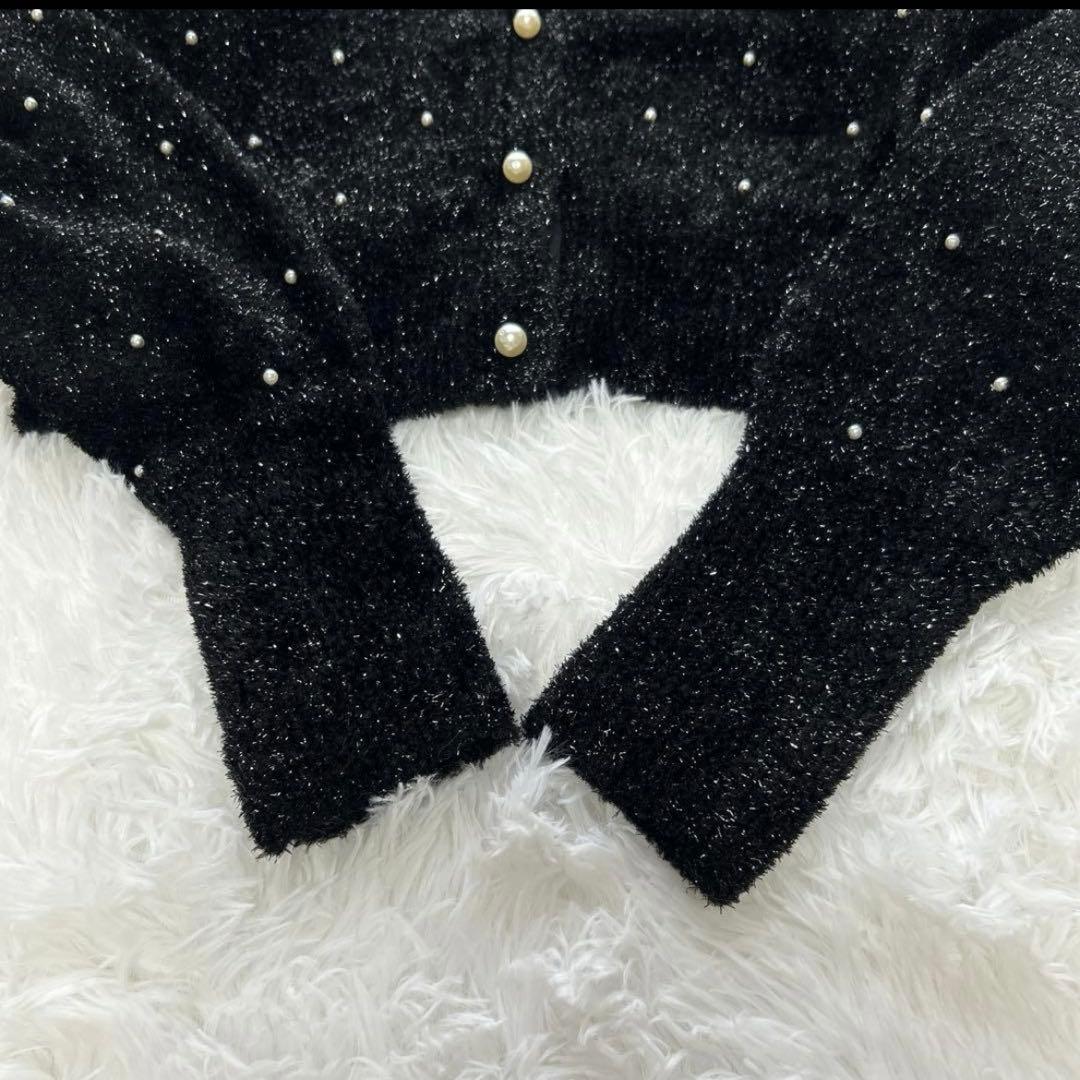最終値下げ✨美品✨ルルウィルビー パールスタッズカーディガン　サイズ2 ブラック