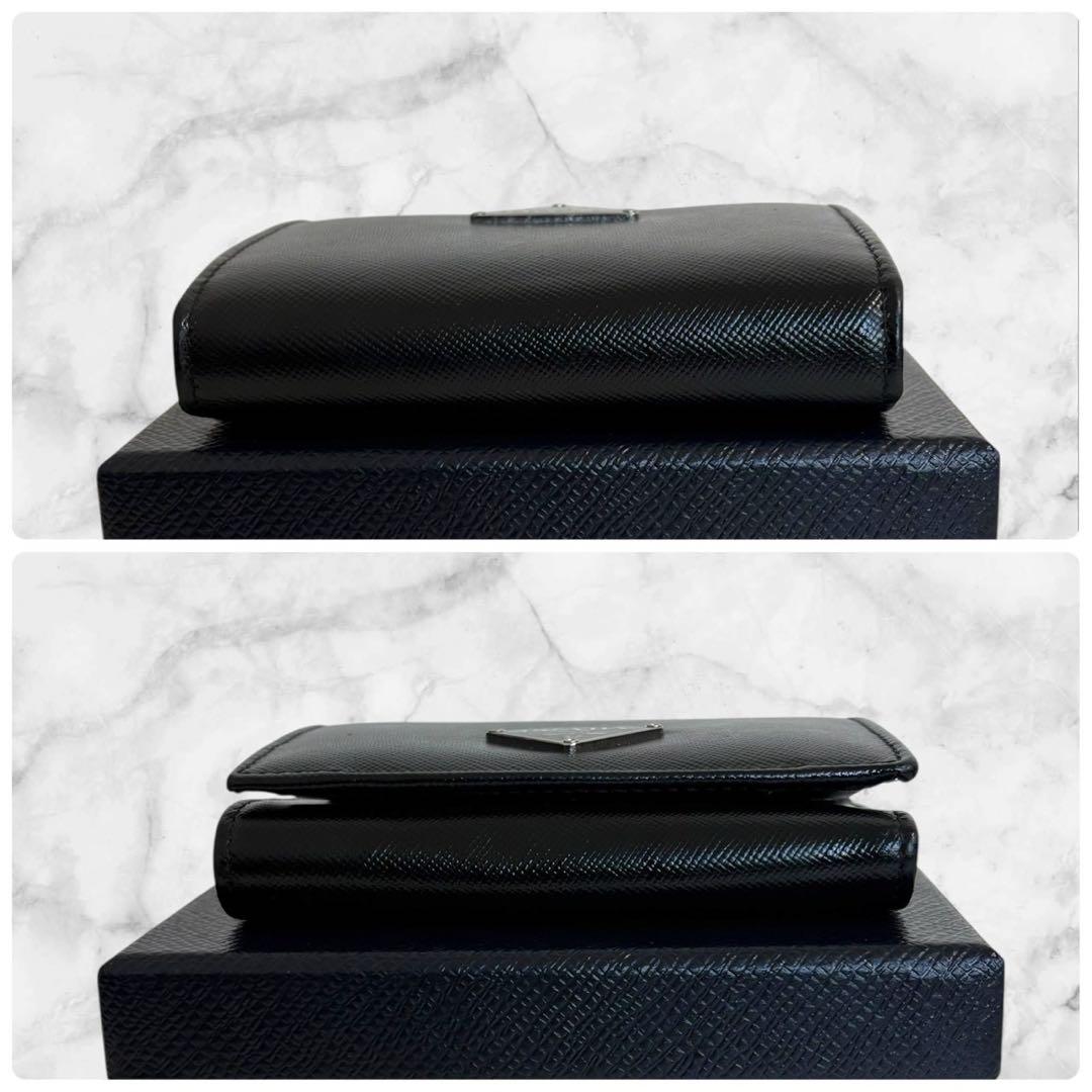 極上美品✨ PRADA プラダ 三つ折り財布 サフィアーノ ブラック 三角ロゴ