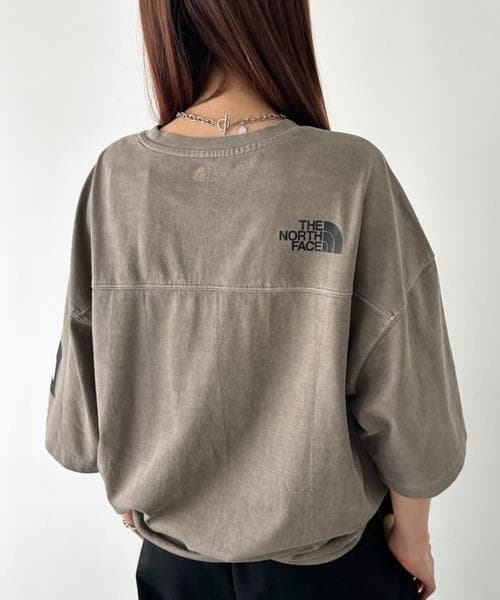 韓国限定✨ THE NORTH FACE ロゴ ステッチ Tシャツ ブラウン L