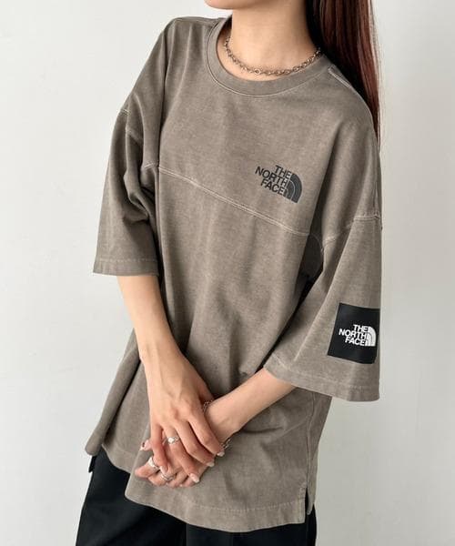 韓国限定✨ THE NORTH FACE ロゴ ステッチ Tシャツ ブラウン L