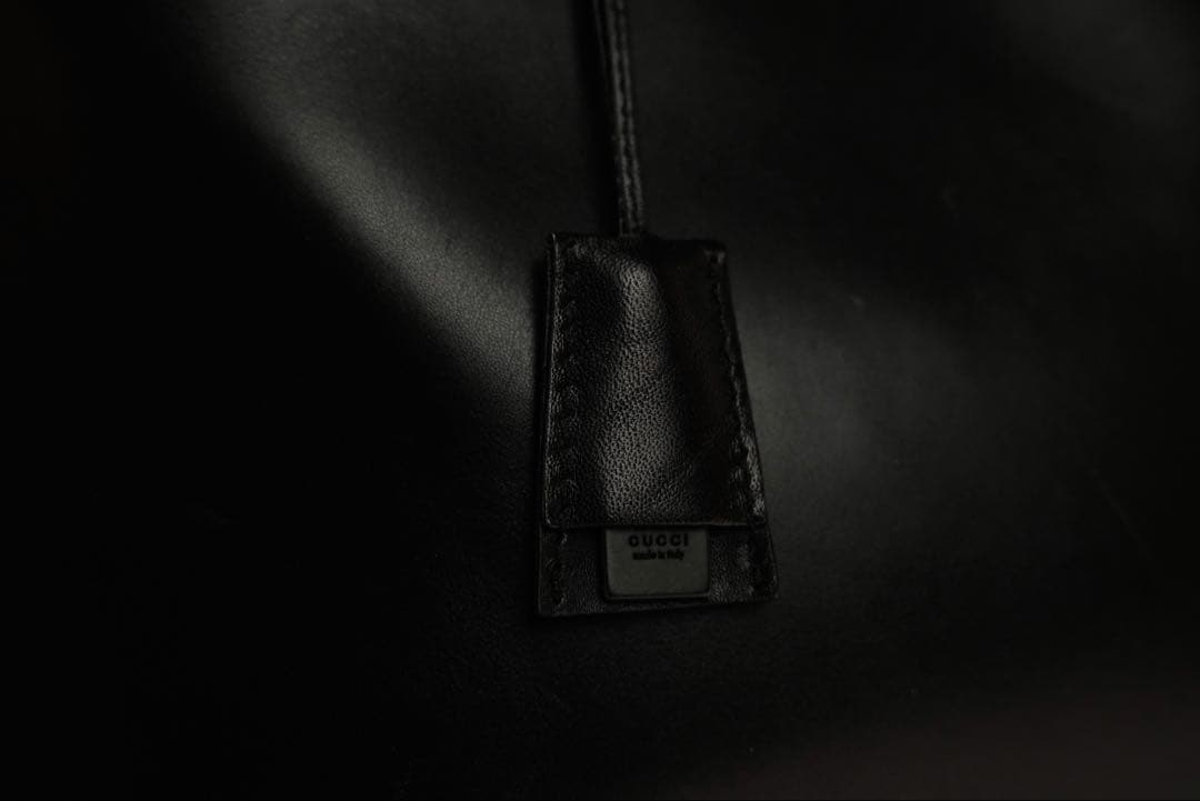 バッグ Rare GUCCI Leather Wood Handle Tote Bag