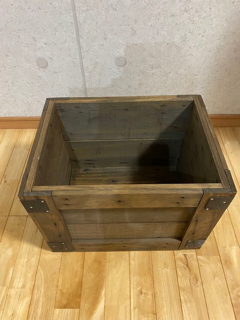 ビンテージ風木製収納スタイルボックス 約40cm x 30cm x 30cm