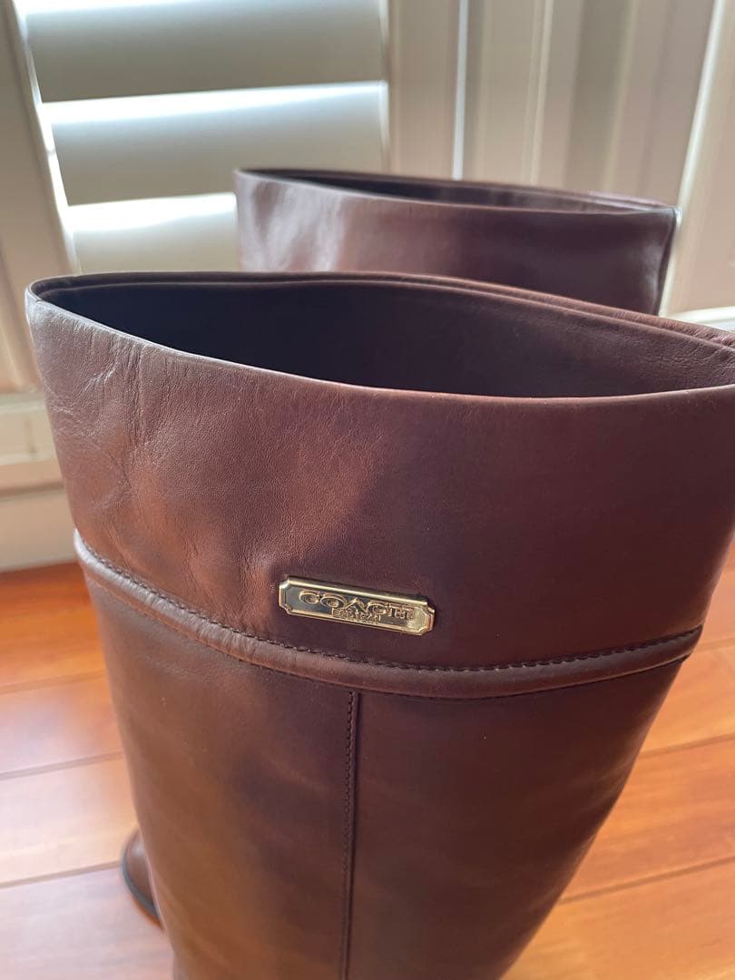 COACHコーチ　 ブラウン ロングブーツ 中ヒール サイドファスナー
