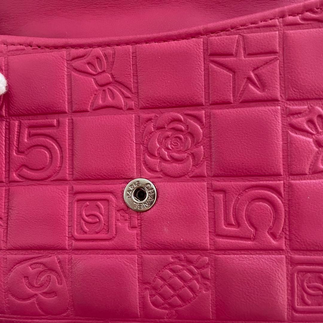 シャネル CHANEL 二つ折り 財布 アイコンライン ココマーク ピンク