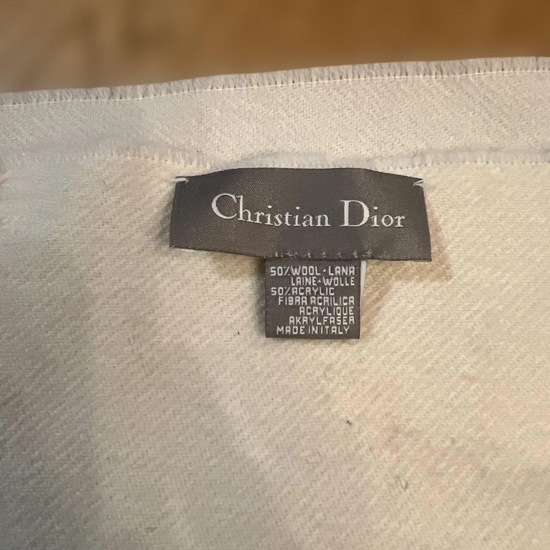 Christian Dior ロゴマフラー アイボリー/ブラック