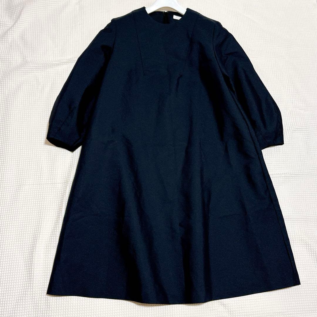 美品✨ボールジィ 2023 ハイカウントダブルクロス Aラインワンピース 紺