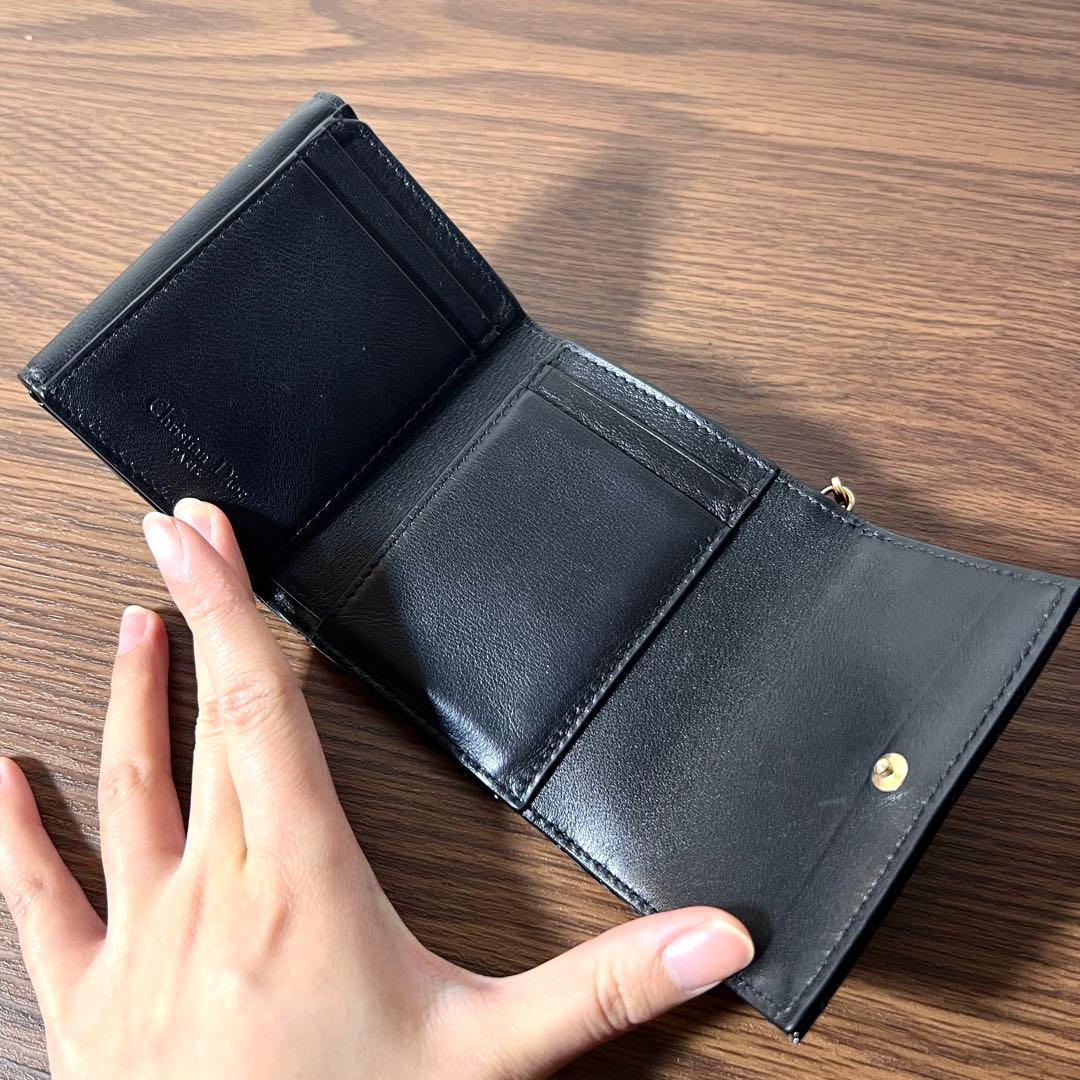 クリスチャンディオール 三つ折り財布 レディディオール カナージュ エナメル