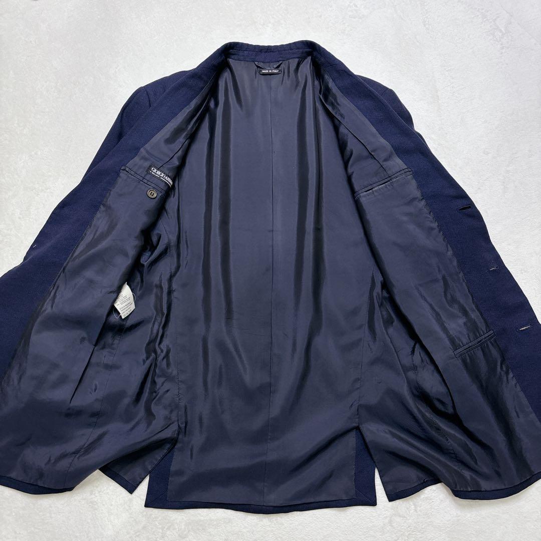 【中古美品】ジョルジオ アルマーニ セットアップ 44 ネイビー リネン混