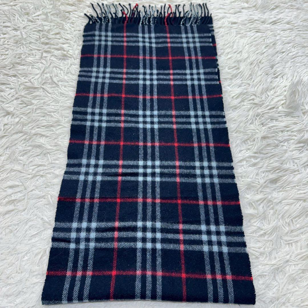 極美品✨バーバリーロンドン カシミヤ100% ネイビー ノバチェック 英国製
