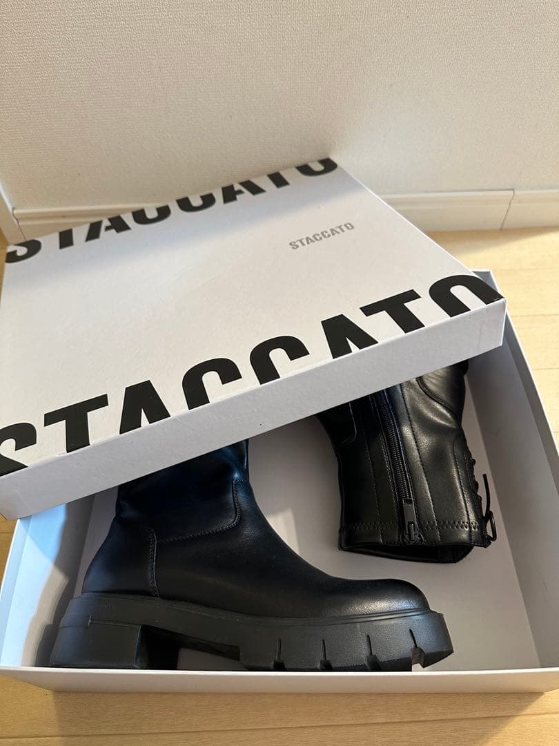 STACCATO スタッカート　ブーツ　バックレース　黒　24㎝