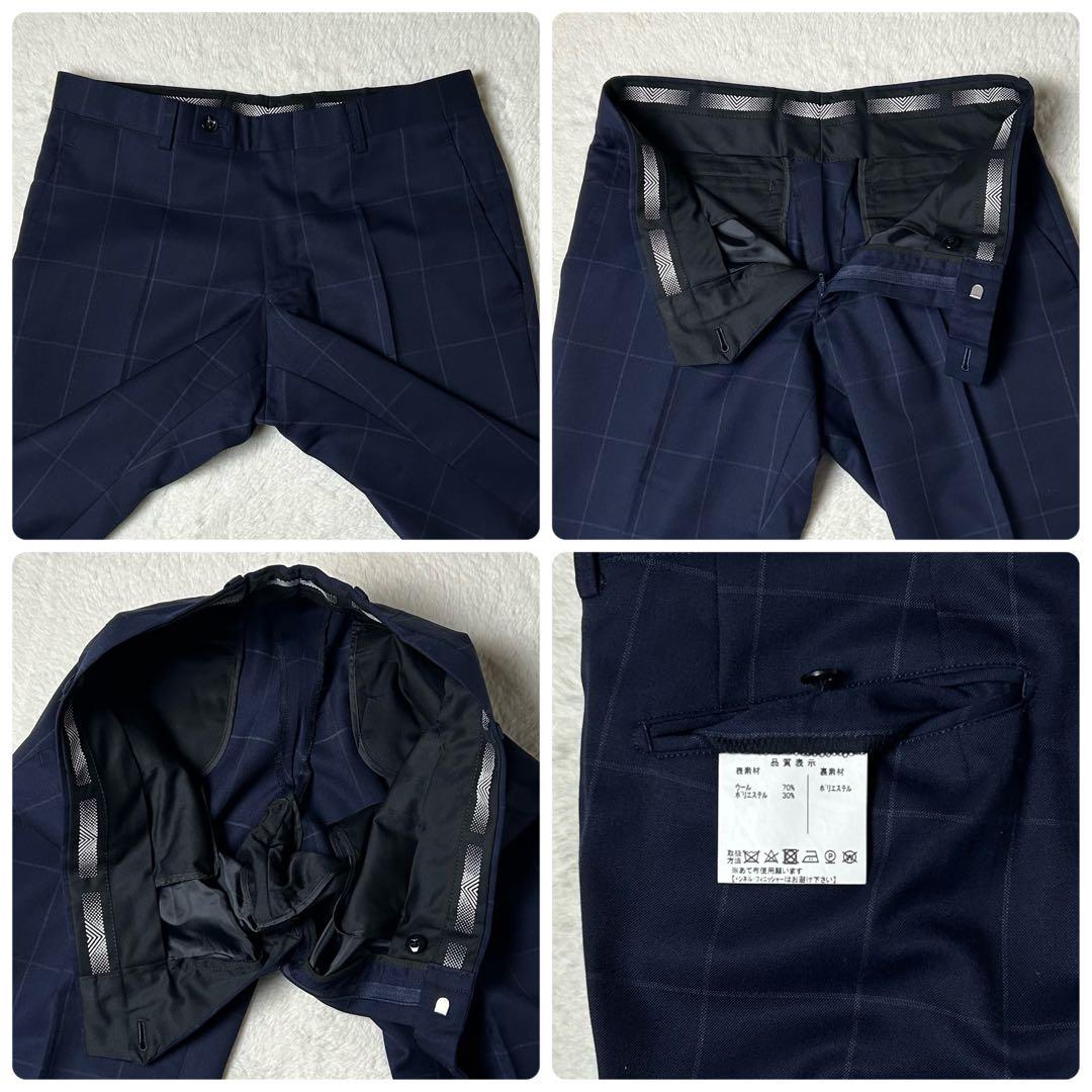 美品✨ スリーピーススーツ ウィンドウペンチェック柄 ネイビー オーダー品