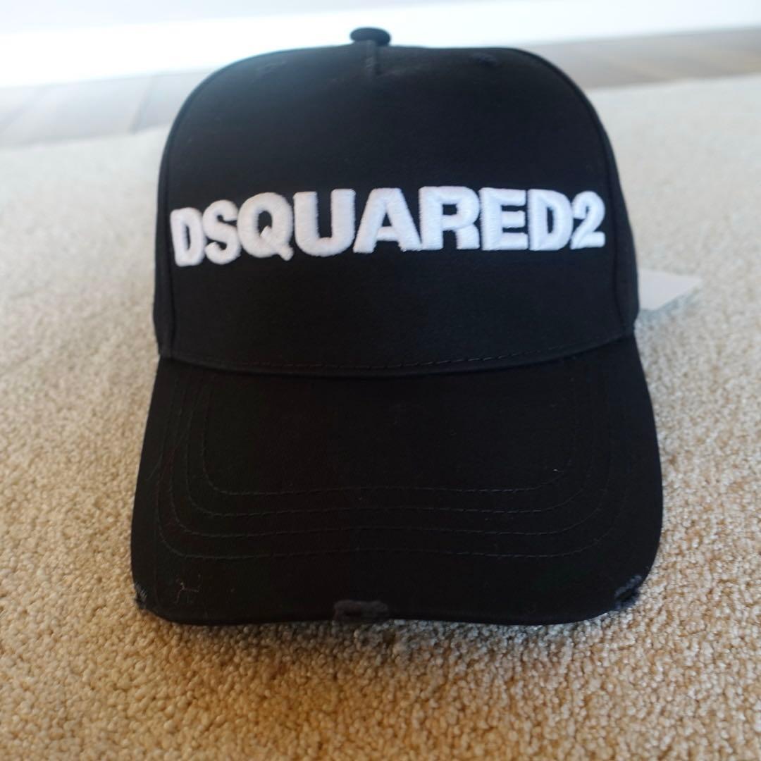 しっこさま　新品　DSQUARED2 ブラックキャップ　ダメージ