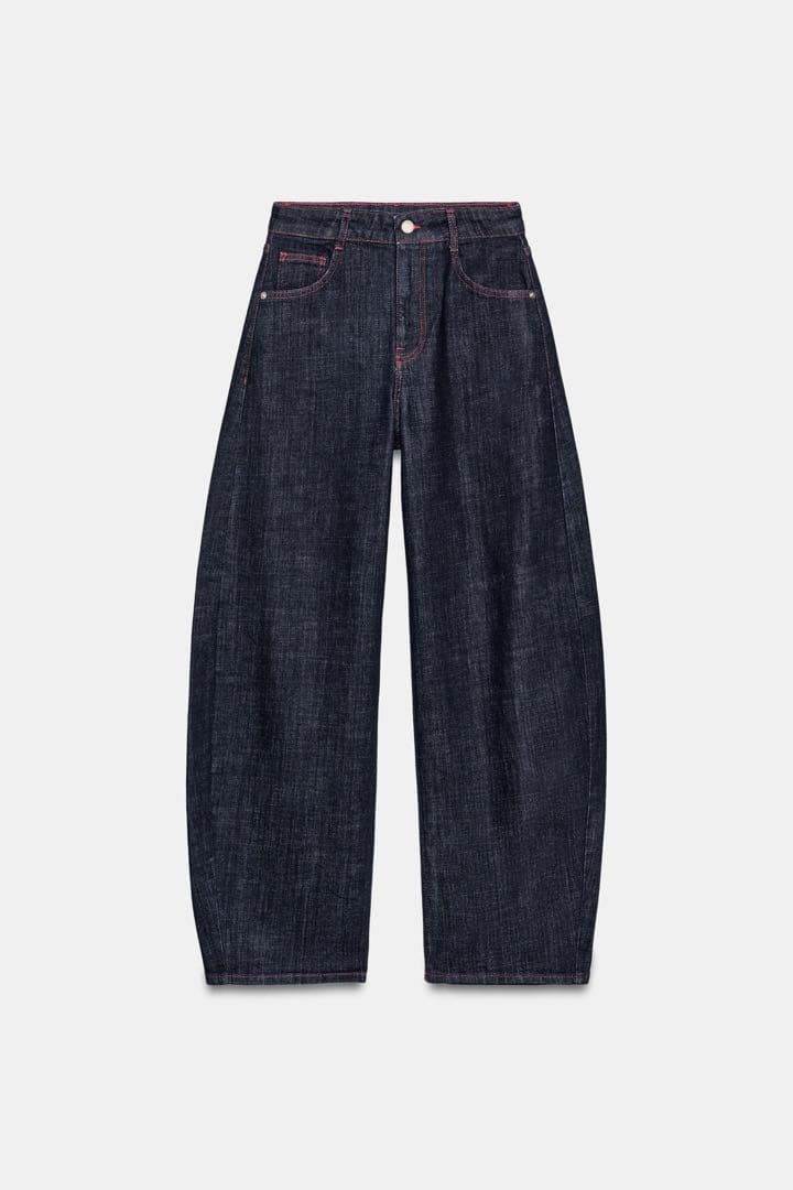 完売品 ZARA Z1975ハイウエストバレルフィットデニムパンツ EU40