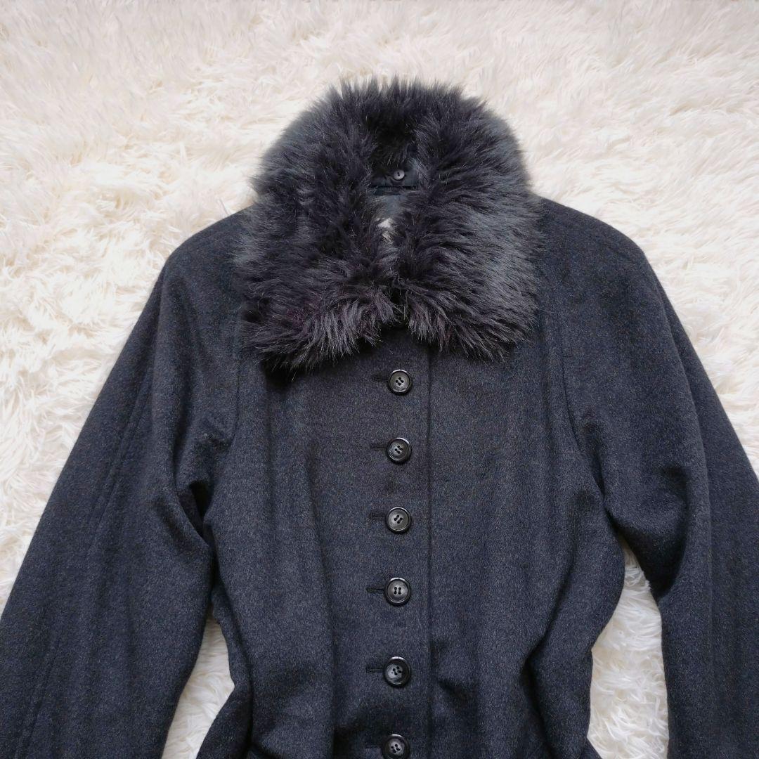 美品✨️アンゴラ100%　ロングコート　ファー　ロング　マキシ丈