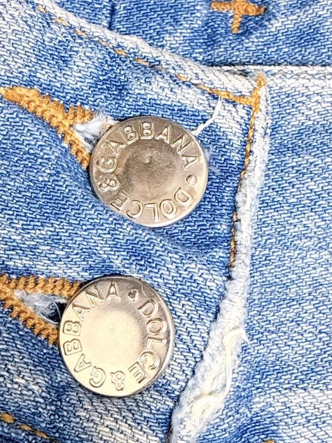 【美品】ドルチェ＆ガッバーナ ダメージ デニム パンツ 38 ラインストーン
