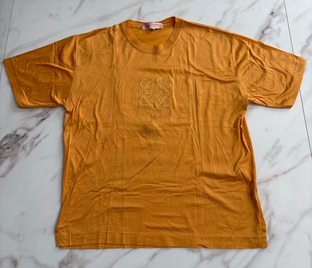 希少LOEWE　ロエベ　刺繡ロゴ　アナグラム　半袖Tシャツ　オレンジ