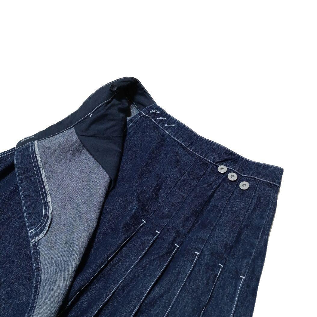 美品　ビームスボーイ　デニムラッププリーツスカート　インディゴ　定番人気　M