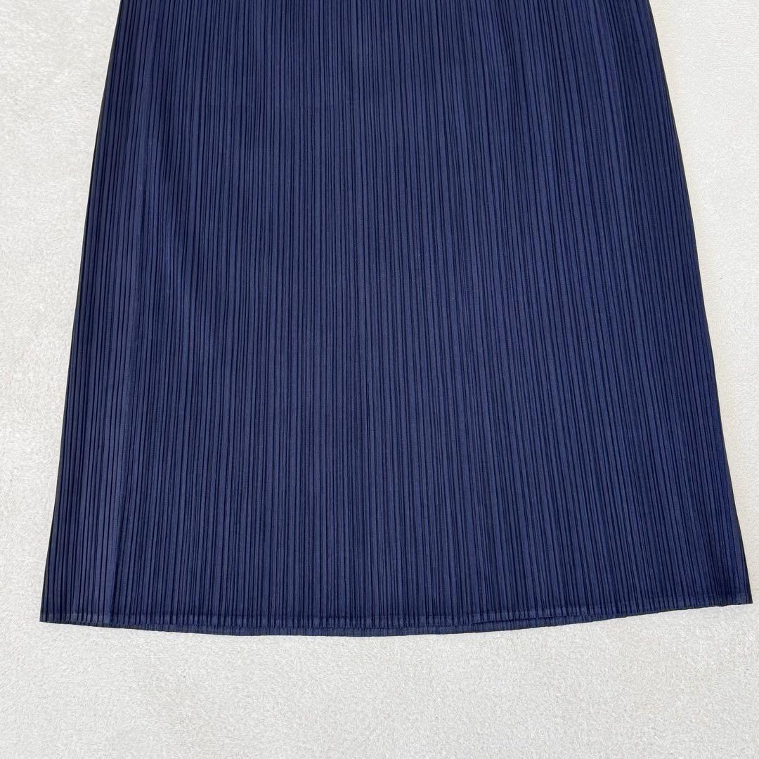 美品✨PLEATS PLEASE プリーツ　ネイビー　ロングスカート　Sサイズ