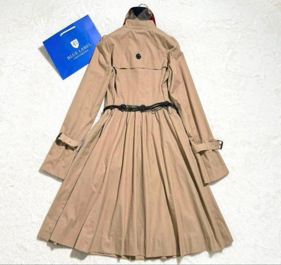 美品　ブルーレーベルクレストブリッジ　トレンチコート　ノバチェック　キャメル
