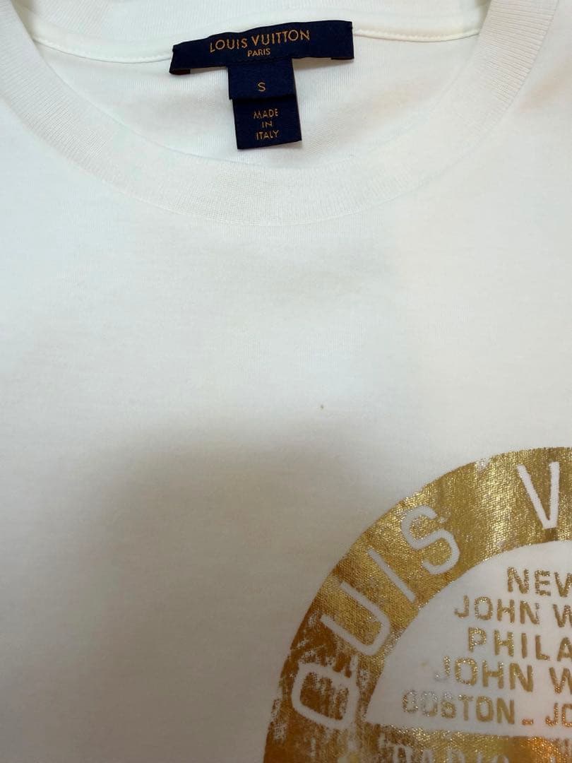 Louis Vuitton ロゴプリントゴールド半袖Tシャツ S