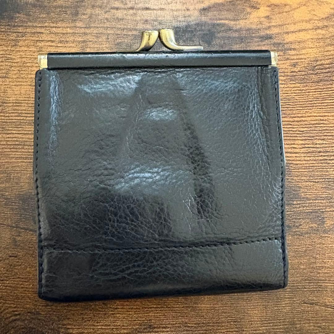 美品✨イルビゾンテ がま口 ２つ折り財布 シボレザー ブラック 刻印 黒