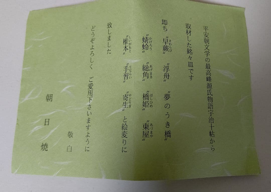 朝日焼 源氏物語 宇治十帖 銘々皿 5枚 遠州七窯 木製共箱