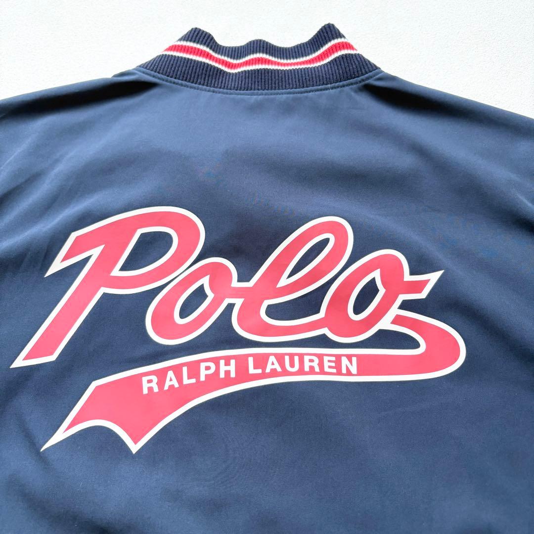 美品 L ラルフローレン スタジャン POLO ロゴ ネイビー