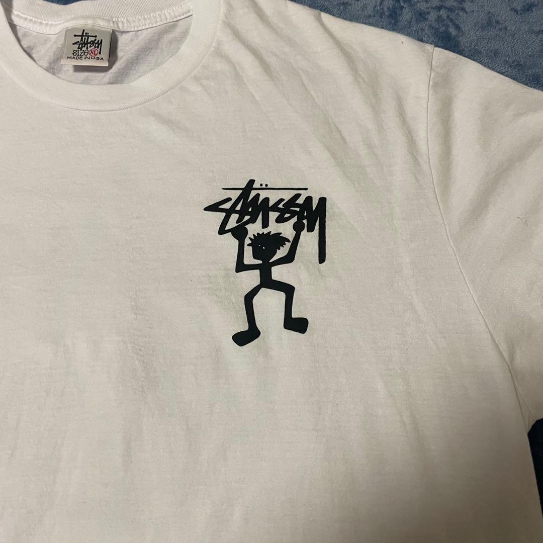 OLD Stussy TシャツXL USA製 白 シャドーマン両面プリント