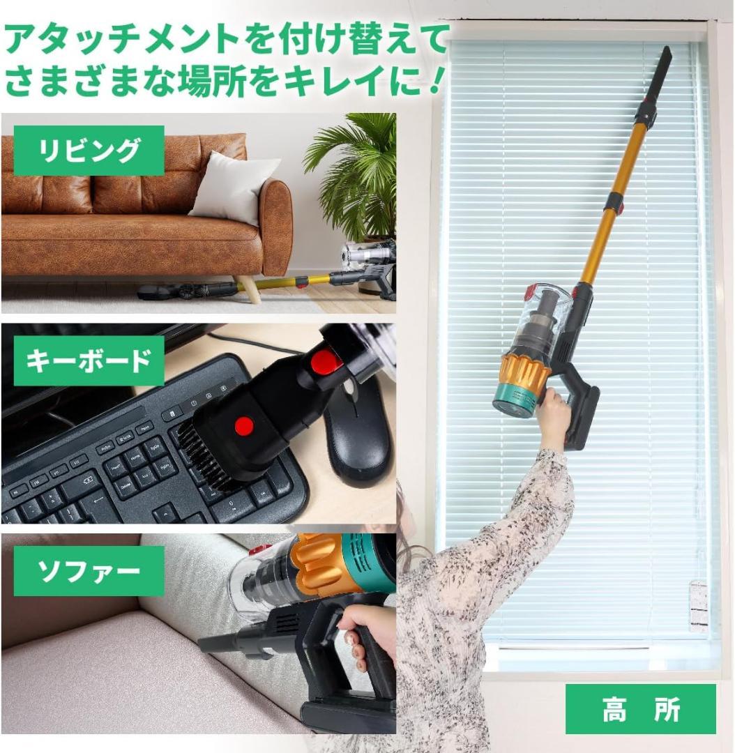 コードレス掃除機 650w/40kpa 自立式 大容量ダストカップ LED付き