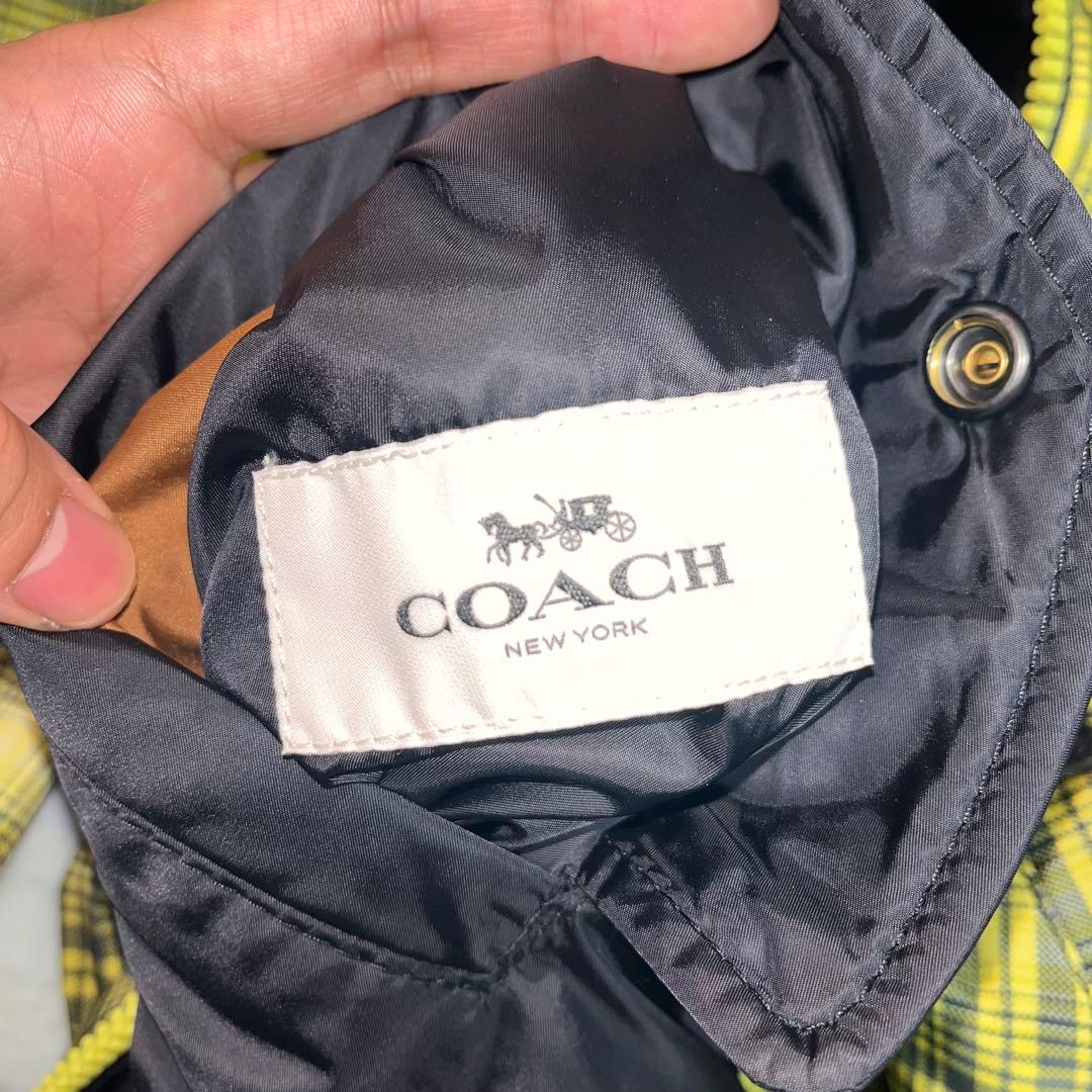 【美品】 COACH リバーシブル MA-1ジャケット 黄緑 ブラック チェック