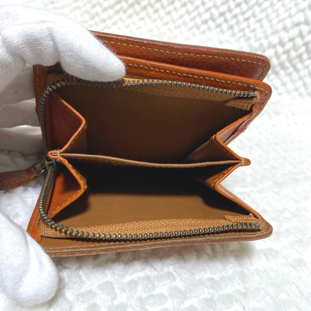 【レア】genten ゲンテン 20周年 あんず カットワーク 二つ折り財布 革