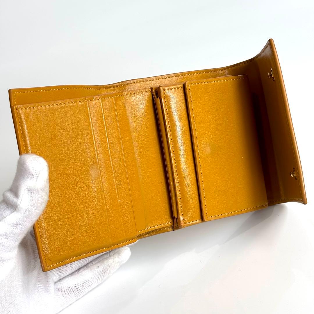 美品 セリーヌ スモール トリフォールド ウォレット 三つ折り財布 イエロー