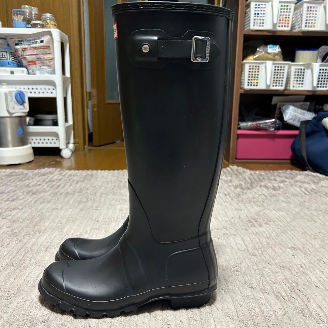 【美品】ハンター　レインブーツ　長靴　ブラック ロングブーツ　24cm