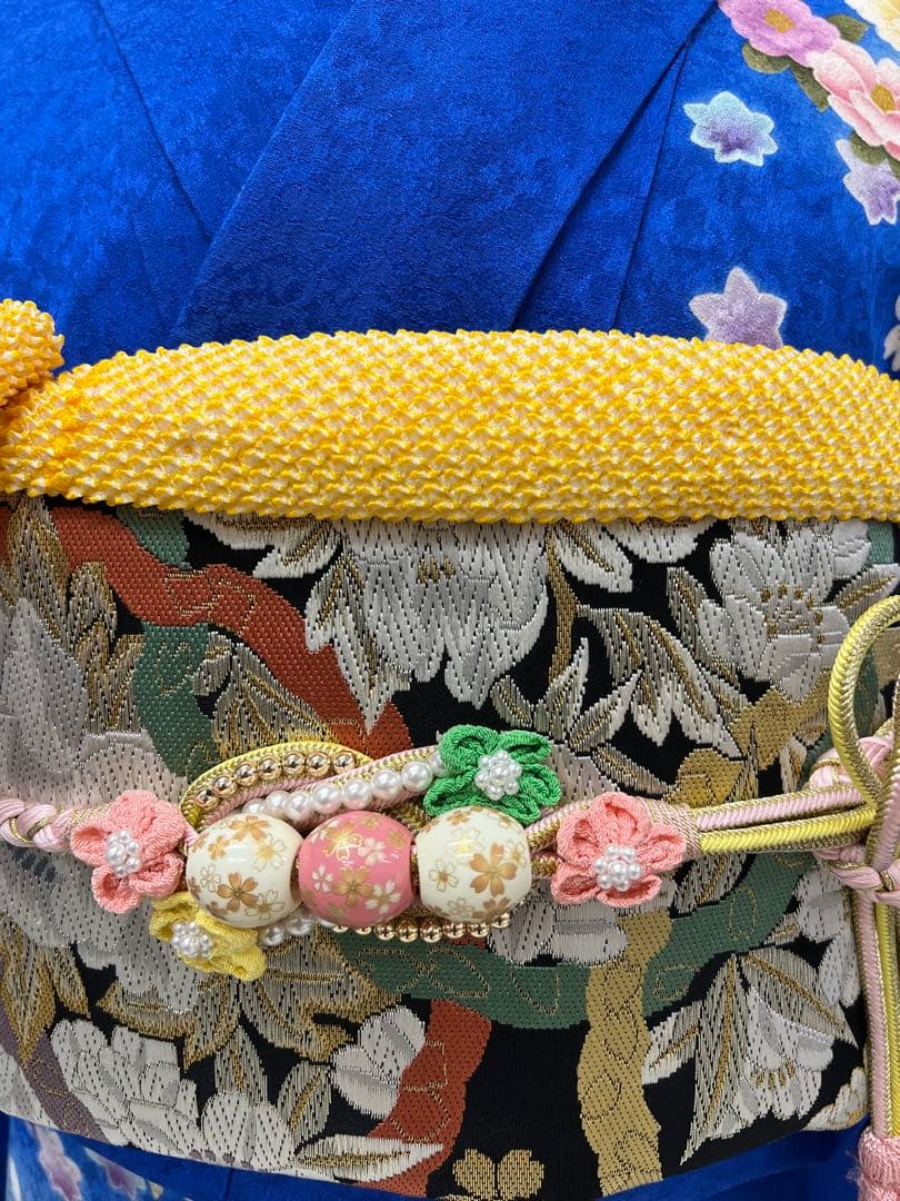 振り袖　フルセット　長襦袢付　ブルー　成人式　金彩加工　刺繍入り　864