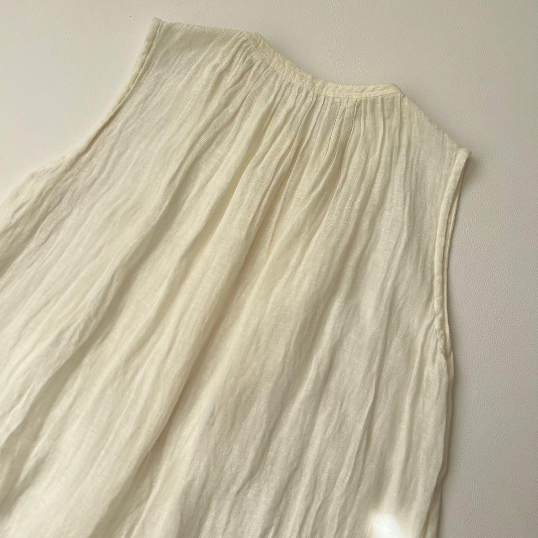 良品　中川政七商店　シャツワンピース　総リネン　チュニック　ノースリーブ　麻