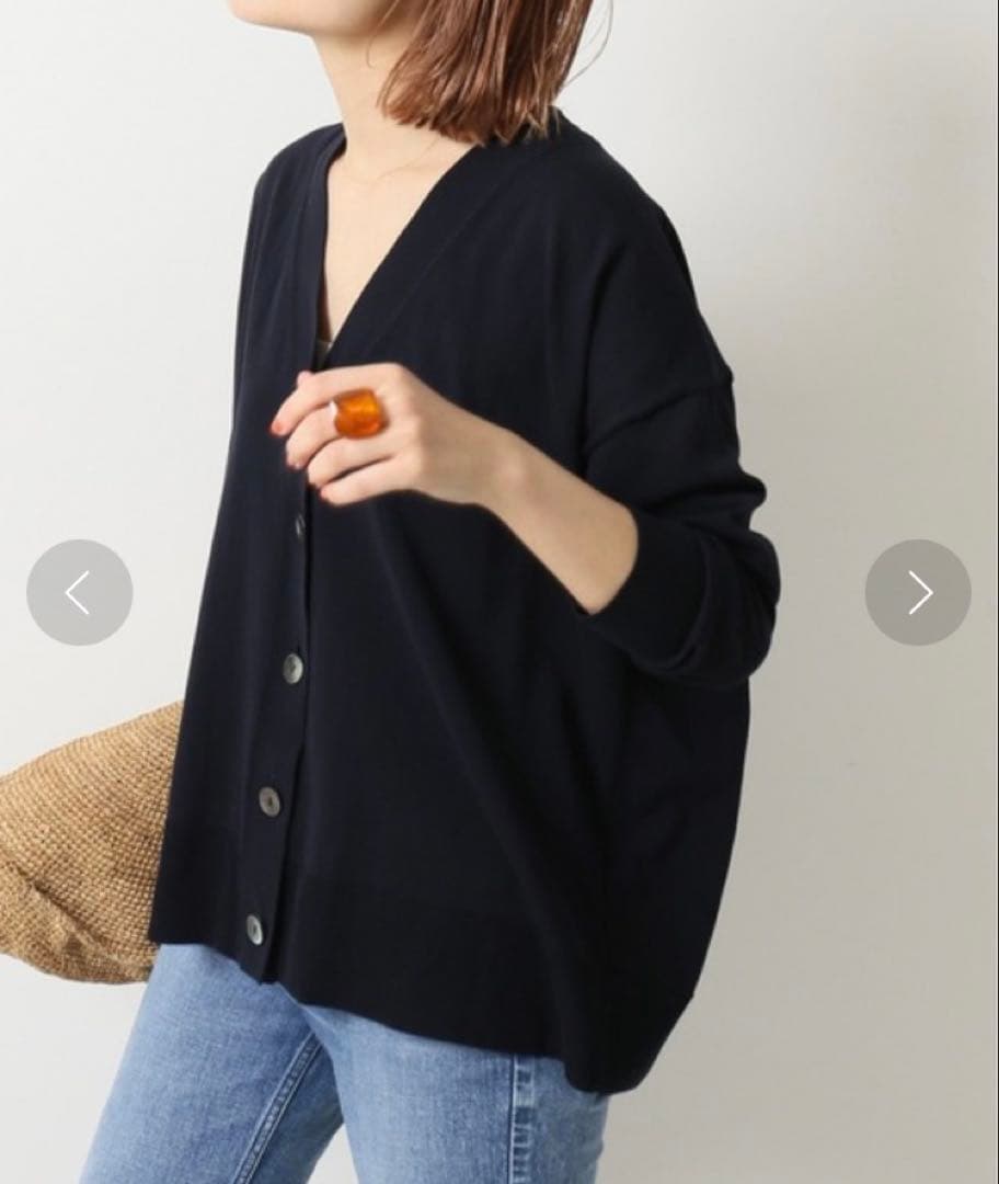 【Spick&Span】ICECOTTON BIG Vカーディガン ネイビー