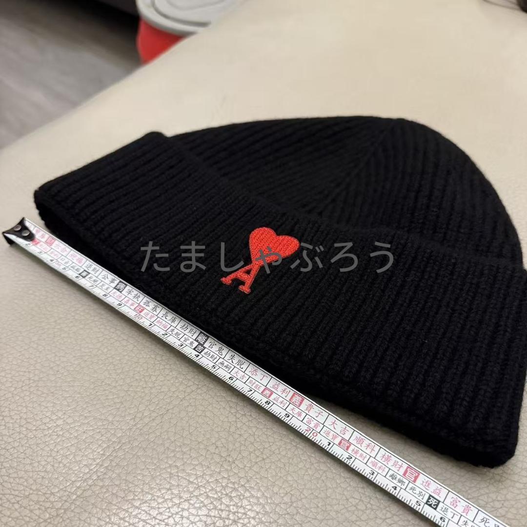 AMI PARIS アミパリス ニット帽 ビーニーハートロゴ ブラック