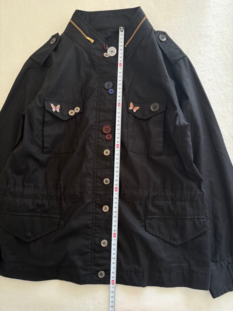 y2k黒ミリタリーボタンライダース　ジップ平成ギャルマクブリンク　ハイネック蝶々