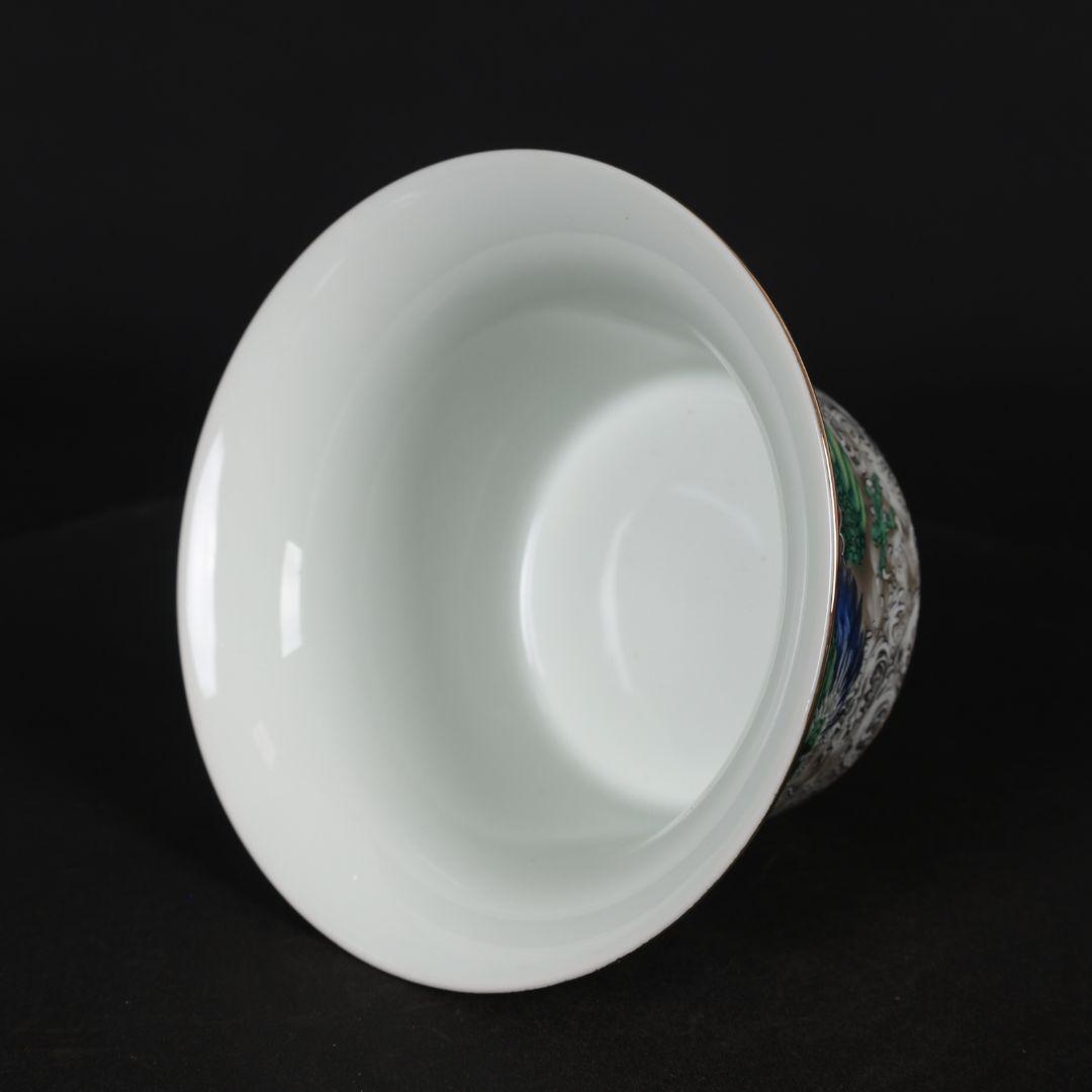 パステル緑海水竜紋蓋碗 中国茶器 景徳镇 蓋付き茶器 飲茶食器 煎茶具 未使用品