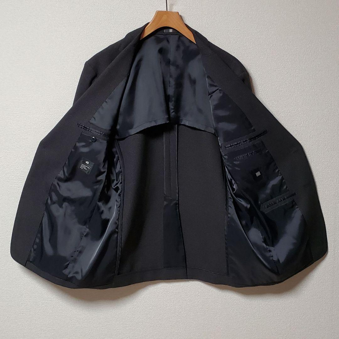 スーツセレクト　メンズ　ジャケット　ジレ　2点セット　グレー　チェック　4S