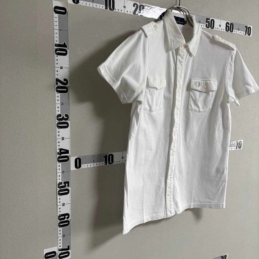 FRED PERRY フレッドペリー ボタンシャツ ポロシャツ M白 ホワイト