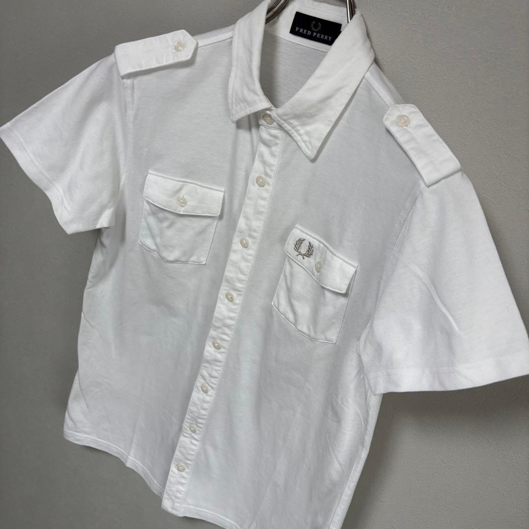 FRED PERRY フレッドペリー ボタンシャツ ポロシャツ M白 ホワイト