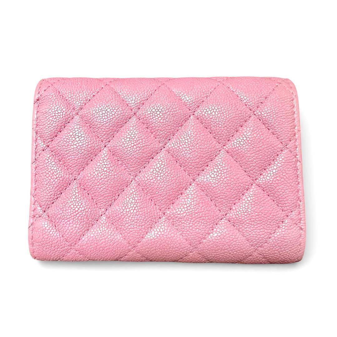 シャネル CHANEL ボーイシャネル キャビアスキン マトラッセ 三つ折り財布
