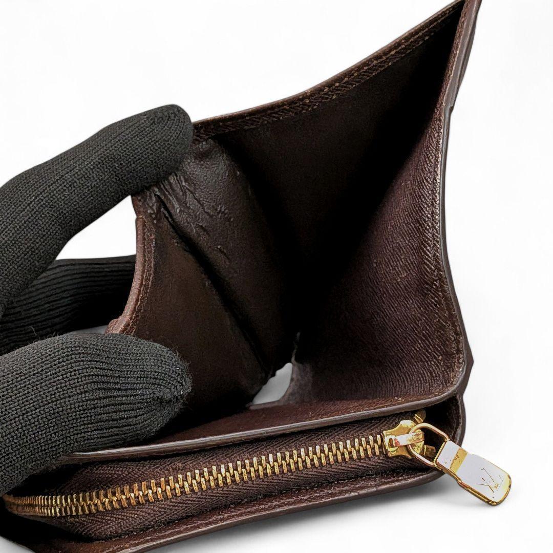 良品 ルイヴィトン ダミエ エベヌ コンパクトジップ 折り財布 コンパクト財布