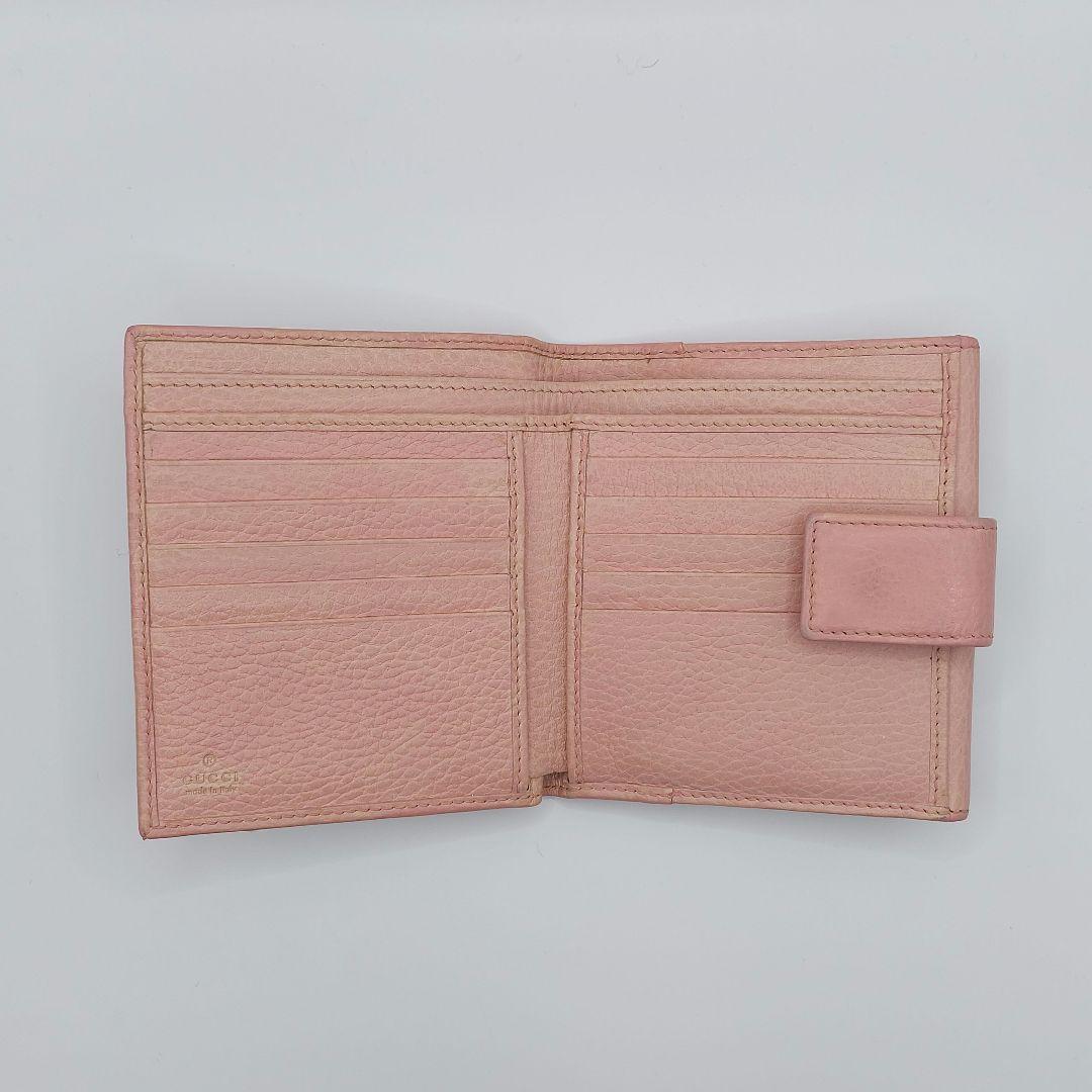GUCCI グッチ ピンク レザー 二つ折り 財布 マーモント