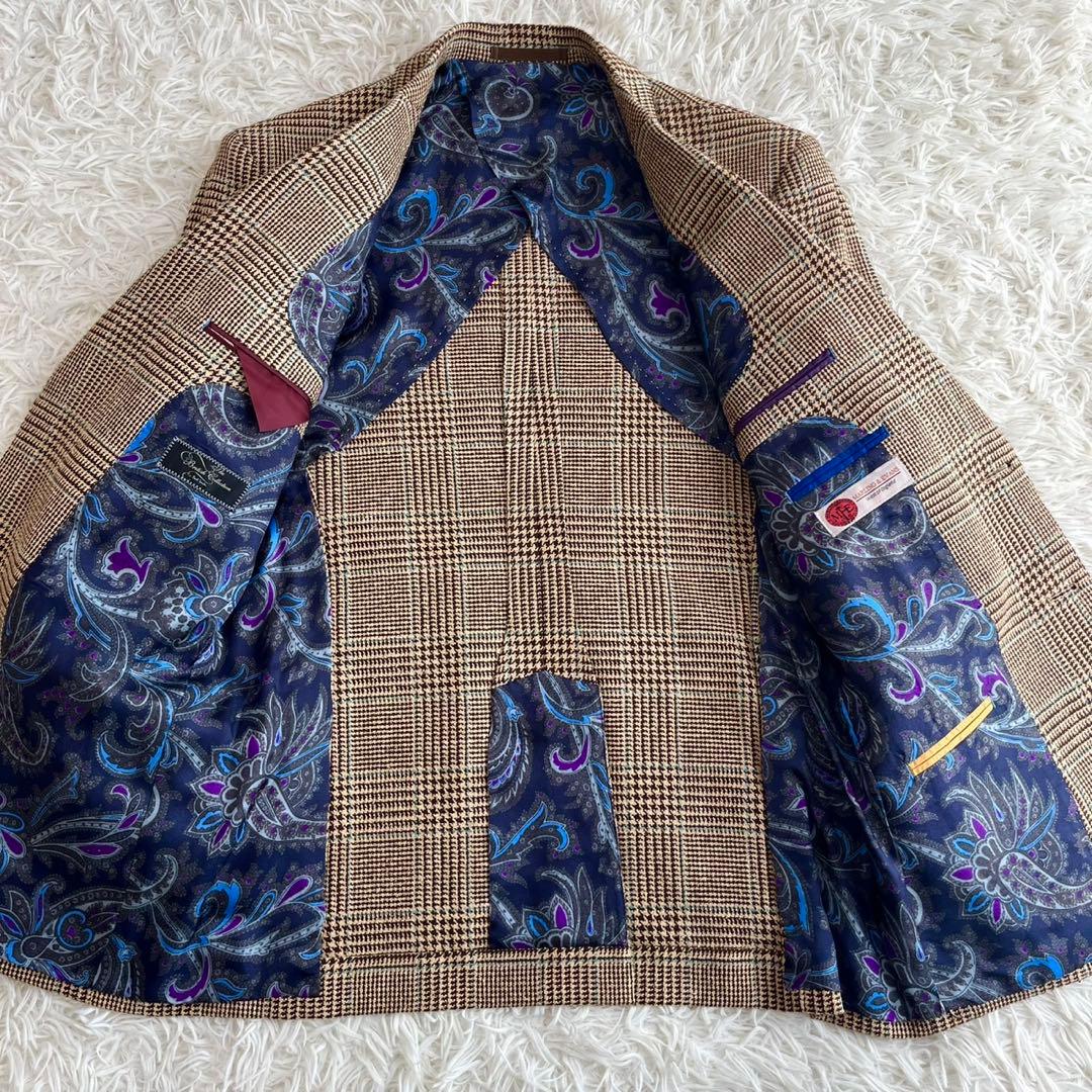【美品】ポールスミス　ジャケット　ツイード　チェック　ペイズリー　シルク　M