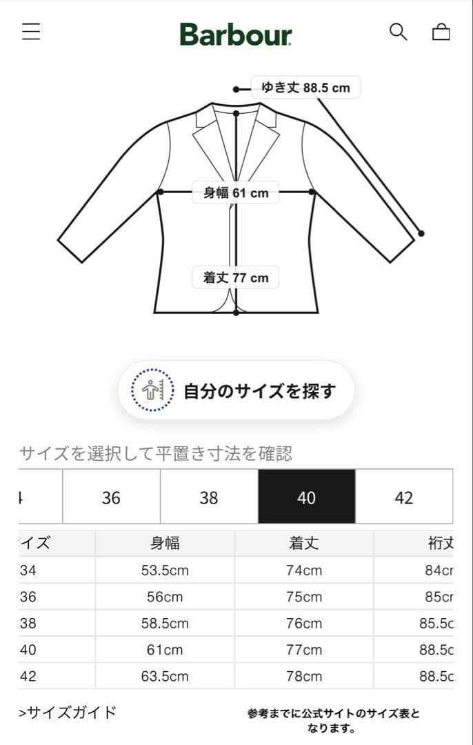美品 Barbour BEDALE SL 2レイヤー ネイビー サイズ40