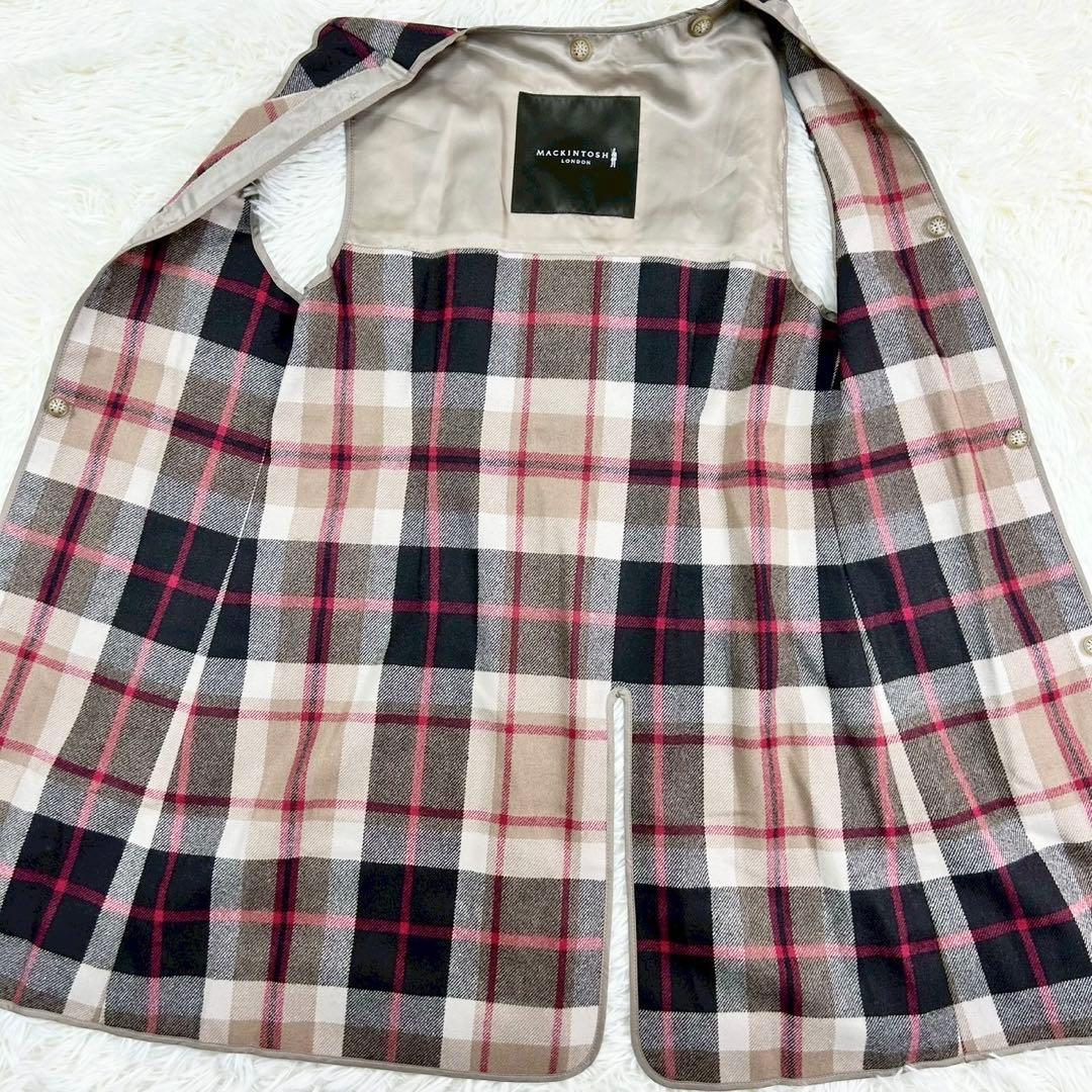 美品　マッキントッシュロンドン　トレンチコート　チェック　レディース　38